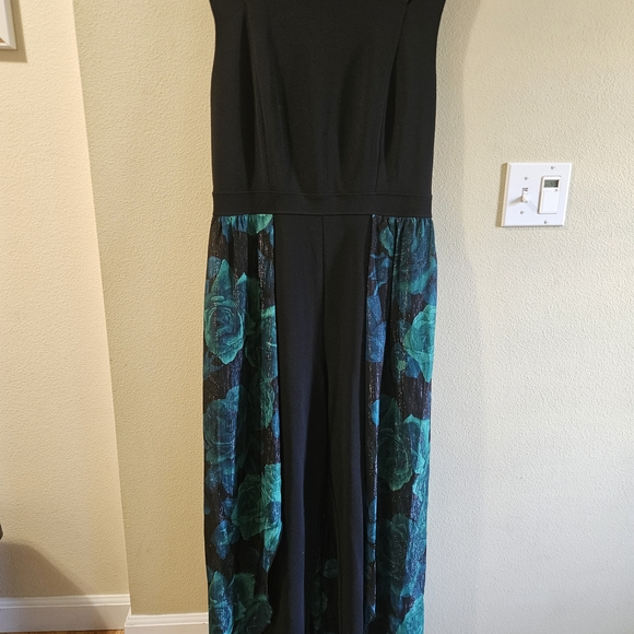 Alexa B Nites Pants - Elegant Black and Teal Jumpsuit